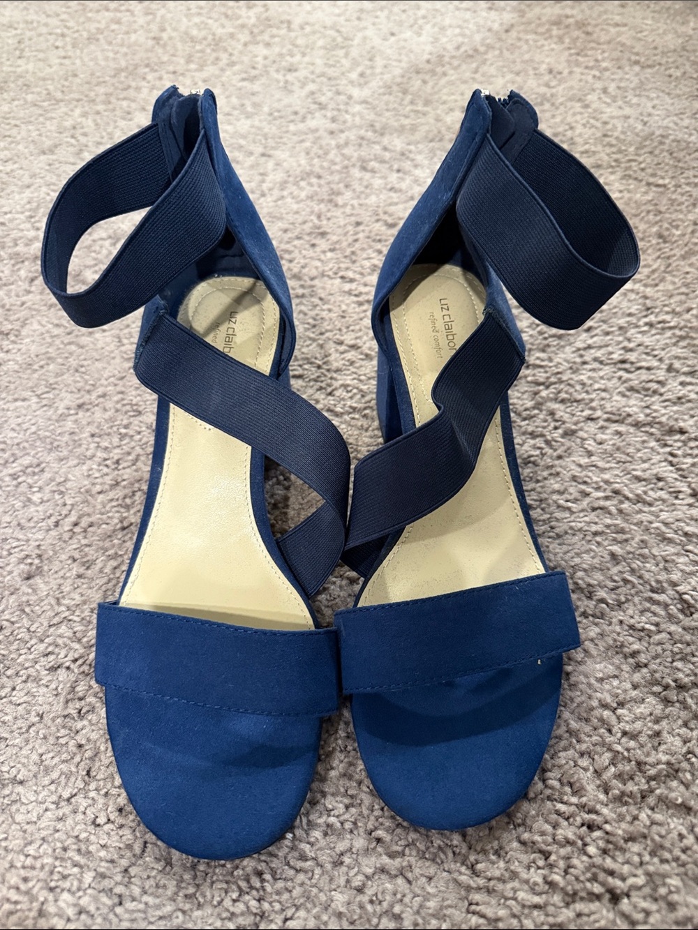 Liz Claiborne Navy Blue Crisscross Ankle Strap Sandals
